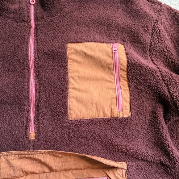 Aerie Brown and Tan Teddy Jacket with Cozy Fleece Size L - Picture 8 of 10